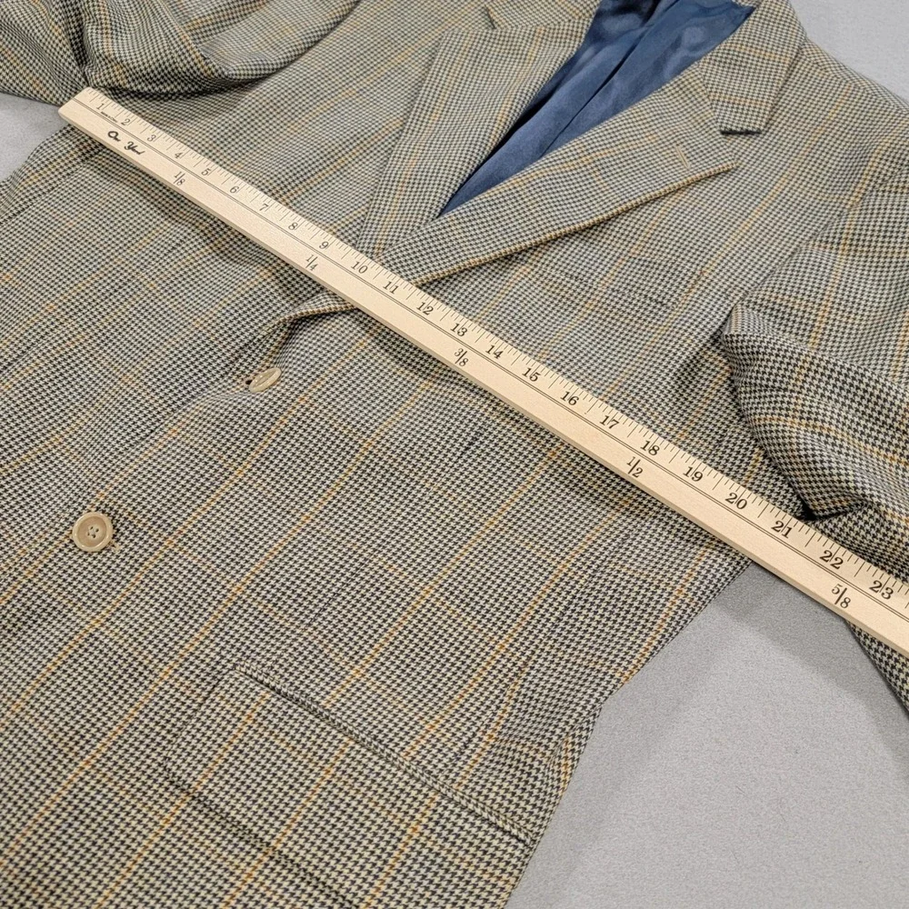 Bruce‎ Julian Wool Blazer Houndstooth Windowpane Tan Blue Men's 40R Sport Coat